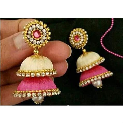 Silk Thread Layer Jhumka At Rs Pair Silk Thread Earrings In