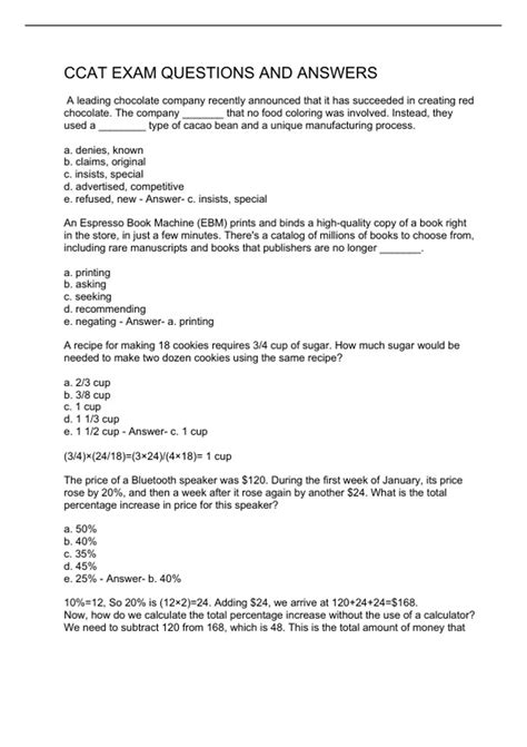 Ccat Exam Questions And Answers Ccat Stuvia Us