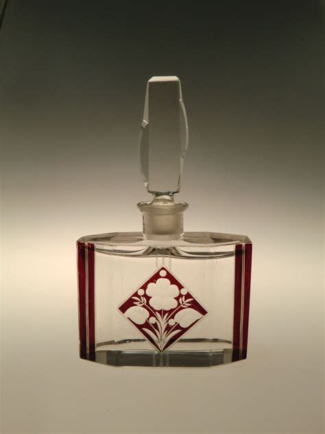 Bohemian Czech Art Deco Hand Cut Glass Perfume Bottle Flacon Etsy