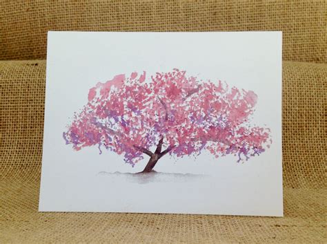 Cherry Blossom Tree Greeting Card All Occasion Handmade 100 Etsy