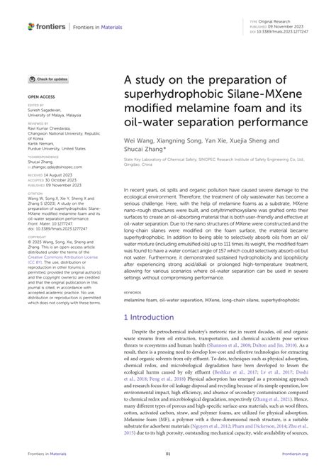 Pdf A Study On The Preparation Of Superhydrophobic Silane Mxene