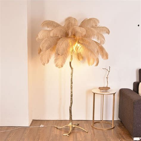 Northern Ostrich Feather Gold Copper Brass Resin Floor Lamp Tripot Standing Lamps For Living