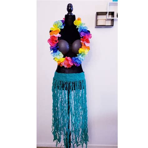 Hawaiian Hula Costume 4 Piece Set Gem