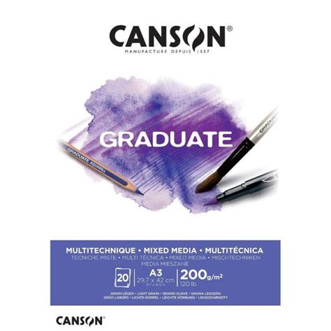 Canson Block Graduate Mix Media A3 200 Gsm 20 Hojas PaperStop