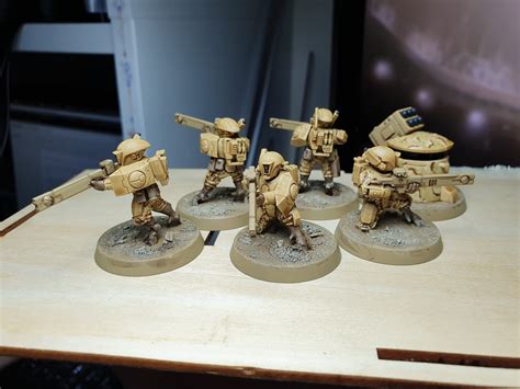 First squad of Tau Fire Warriors done! Going for a modern military in ...