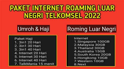 Paket Internet Roaming Telkomsel Luar Negri Ll Paket Roaming Umroh