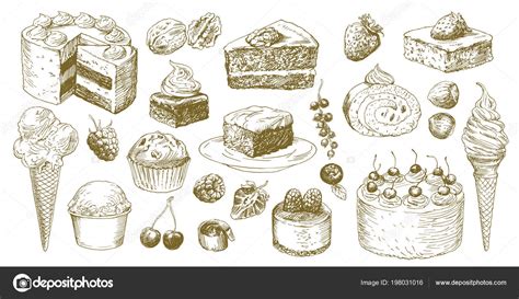 Big Set Hand Drawn Cakes Stock Vector By Canicula