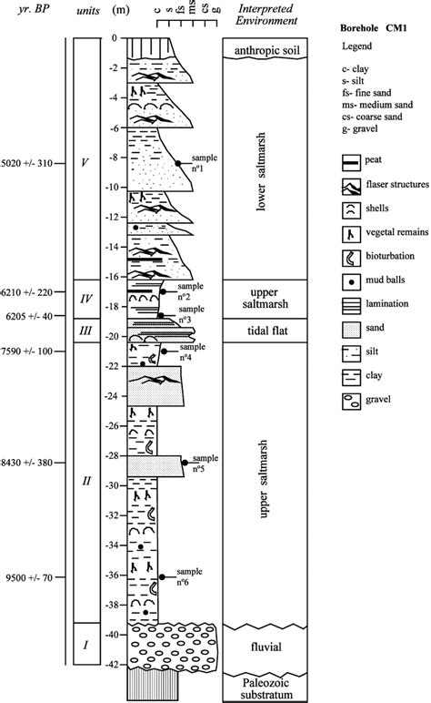 Stratigraphic Column From Borehole Cm1 And The Inferred Depositional