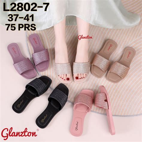 Jual Sandal Jelly Wanita Glanzton L2802 Sandal Slop Glitter Soft Line