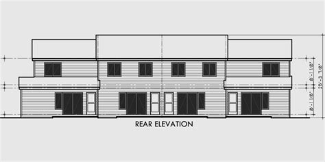 Fourplex House Plans, 2 Story Townhouse, F-535