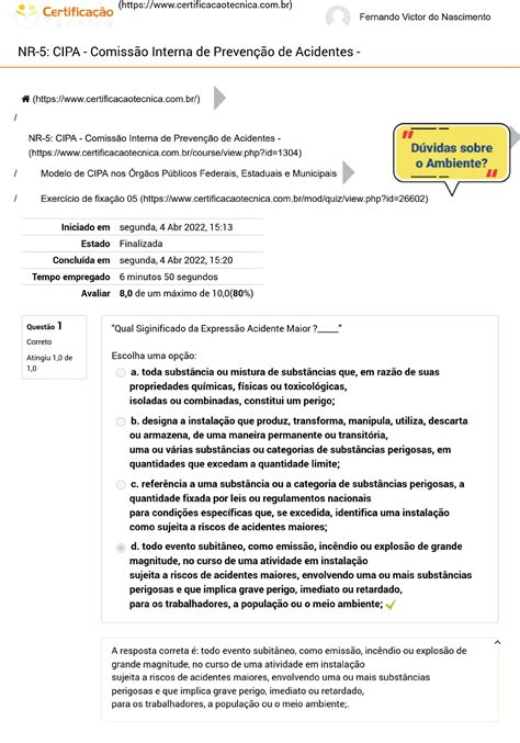 Modelo de CIPA nos Orgaos Publicos Exercício de fixação 05 Curso