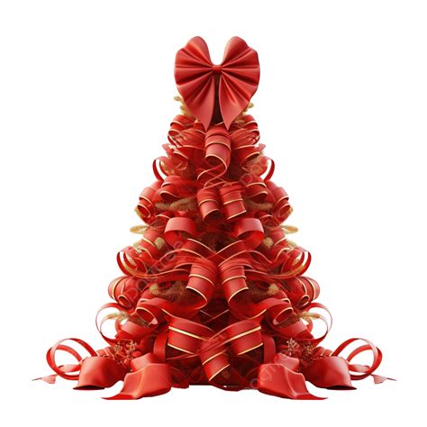 Christmas Tree By Red Ribbons, Merry Christmas Elements, Christmas ...