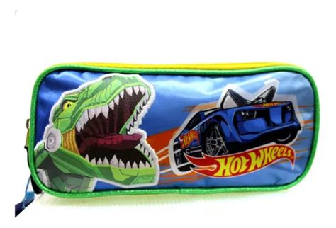 Lapicera Escolar Doble Hotwheels Dinosaurio Color Azul Hot Wheels Meses sin interés