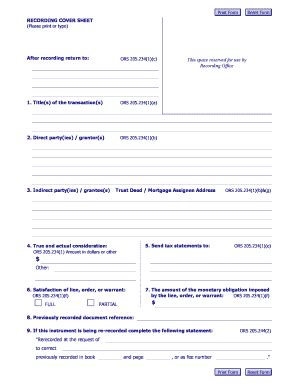 Fillable Online Co Umatilla Or Print Form Reset Form Recording Cover