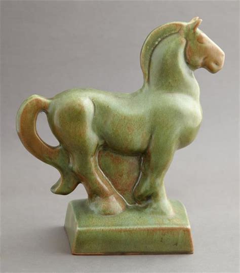 Sold Price Shearwater Pottery Chesty Horse 20th C In A Green Glaze