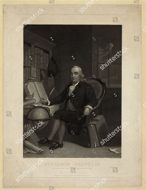 Portrait Benjamin Franklin 17061790 Holding Compass Editorial Stock