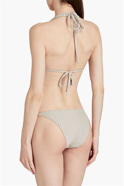 Solid And Striped The Tenley Metallic Ribbed Triangle Bikini Top The Outnet