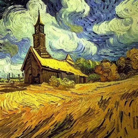 Oil Painting By Vincent Vangogh Old Church Building