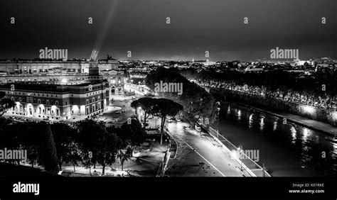 Rome night aerial view Black and White Stock Photos & Images - Alamy