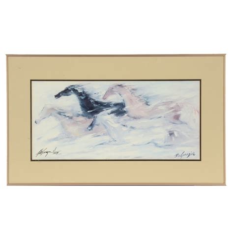 Ettore Degrazia Signed Vintage Offset Lithograph Free As Wind Ebth