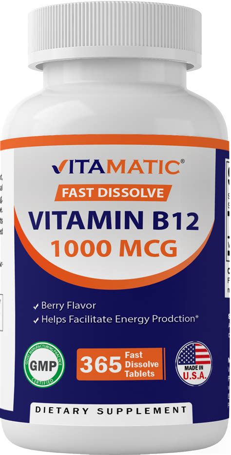 Vitamin B12 1000 Mcg 365 Fast Dissolve Tablets Vitamatic