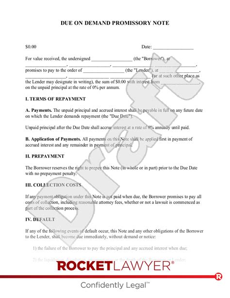 Demand Letter Promissory Note Template