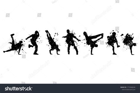 Detailed Vector Illustration Silhouettes Expressive Dance Stock Vector