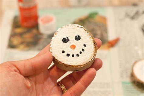 Rustic Wood Slice Snowman Ornaments Tutorial Factory Direct Craft Blog