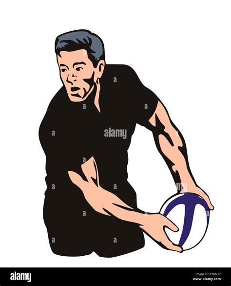 All Blacks Rugby player passing ball Stock Photo - Alamy