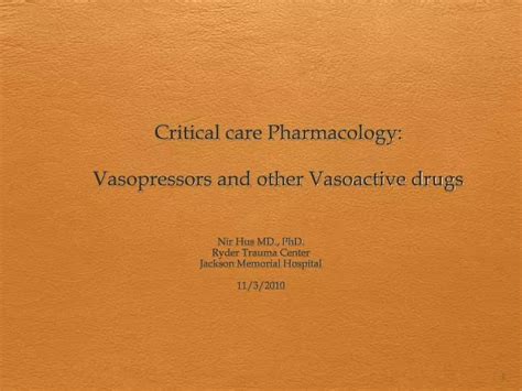 Ppt Critical Care Pharmacology Vasopressors And Other Vasoactive