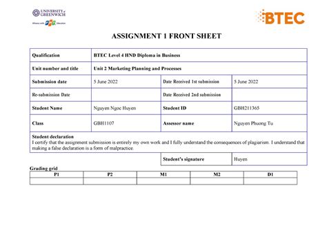 B I T P Assignment Frontsheet Assignment Front Sheet