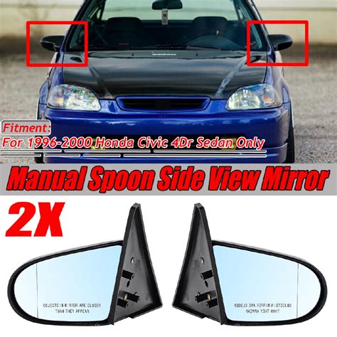 Carbon Fiber Look Manual Adjustable Spoon Side View Mirror For Honda