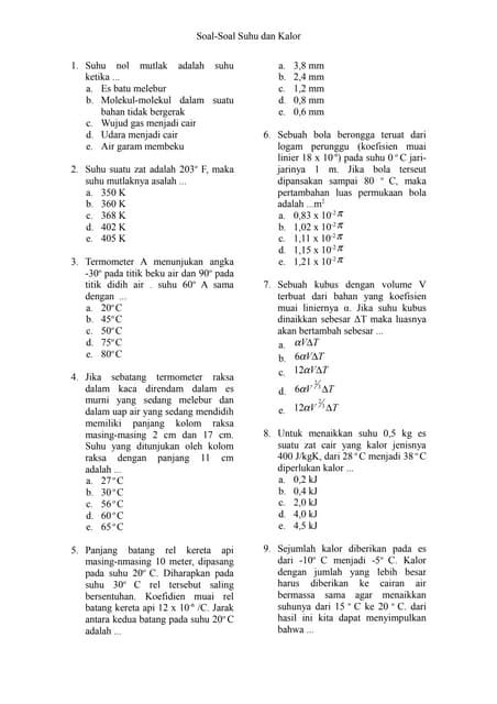 soal suhu  kalor rtf