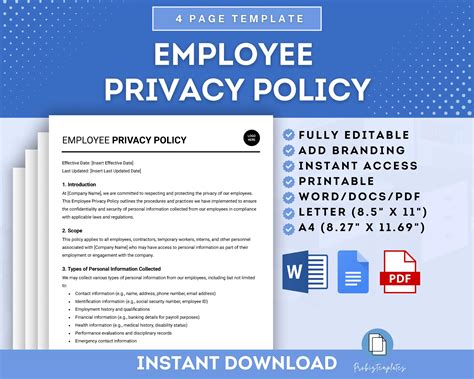 Employee Privacy Policy Template | ProBizTemplates