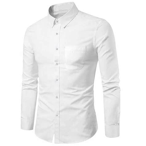 Shirts Men White Pure Cotton Formal Shirt Size Large Full Sleeves At