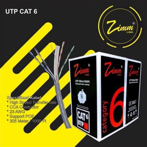 Jual Kabel UTP CAT6 ZimmLink Kabel LAN UTP CAT 6 1Roll 305 Meter