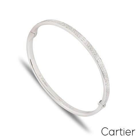 Cartier White Gold Pave Diamond SM Love Bracelet Size 17 N6710817