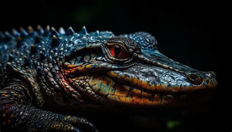 Endangered reptile in tropical forest blue iguana looks dangerous