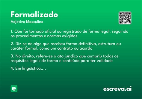 O Que Significa Formalizado - Formalizado - Significado e Sinônimo - escreva.ai