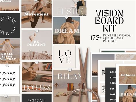 Vision Board Kit Printable 2023 Vision Board Motivational Etsy