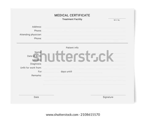 Medical Certificate Template Health Diagnostic Prescription Stock