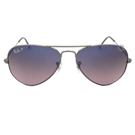 Ray Ban Rb3025 00477 Aviator Polarized Sunglasses Gunmetalblue Pink