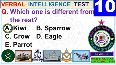 Most Repeated Verbal Intelligence Mcqs Part Of Previous Test For