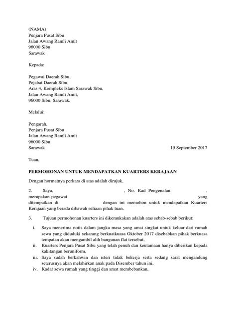Kuarters Contoh Surat Permohonan Rumah Kerajaan Penjawat Awam Boleh