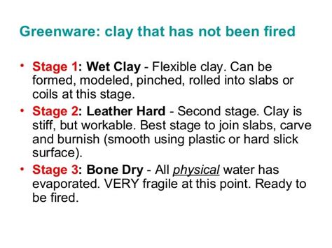 Ceramic Lecture Clay Pottery Handbuilding Stages Of Clay Teaching