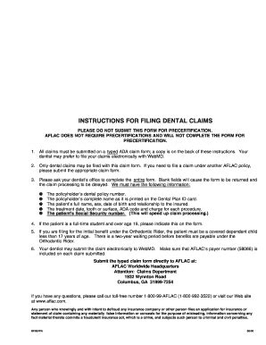 Aflac Dental Claim Form Fill Online Printable Fillable Blank