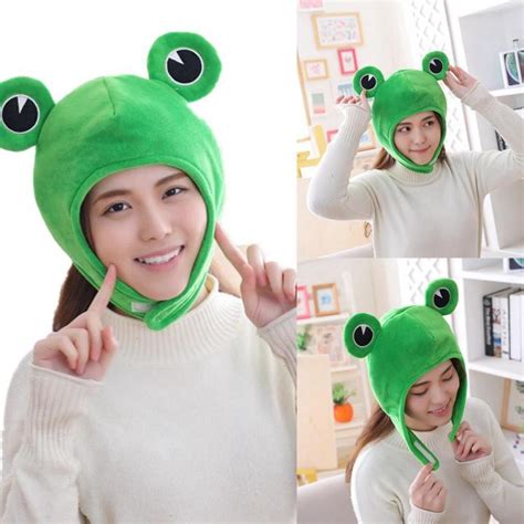 Cartoon Funny Adorable Plush Frog Hat Cosplay Costume Headgear Dress Up