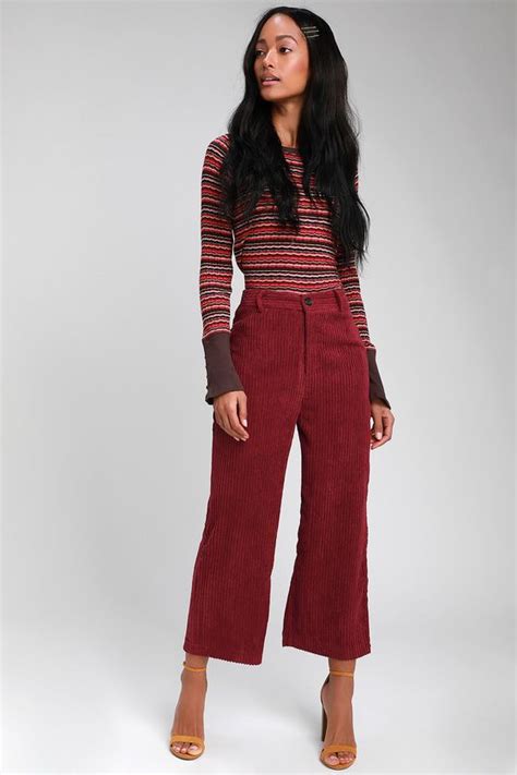 Jennings Burgundy Corduroy Culotte Pants