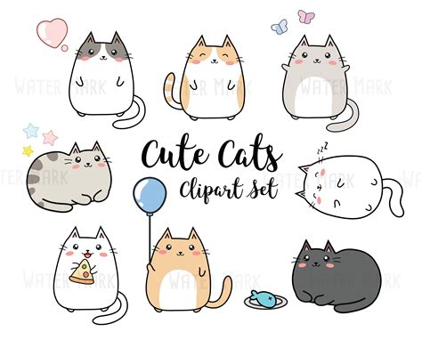 Cats Clipart Cute Kawaii Cats Clip Art Cats Clip Art By My First