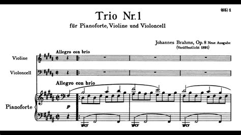 Johannes Brahms Piano Trio No 1 In B Major Op 8 YouTube